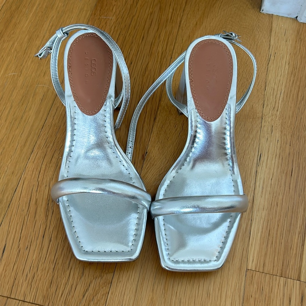 ASOS design silver block heels